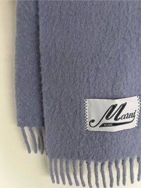 Marni Lavender Fringed Wool Scarf